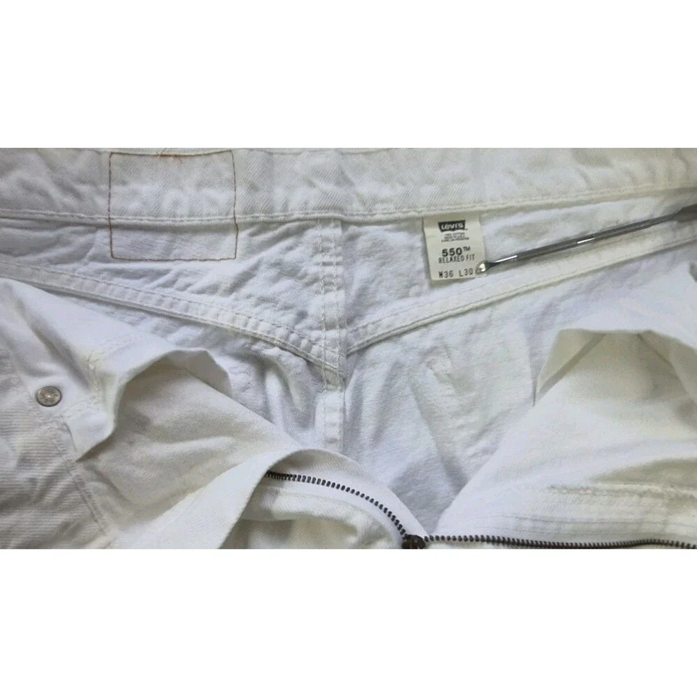 Vth 1996 Levi's 550 White Jeans Mens Size 36x30 Relaxed Slight Taper Made In USA